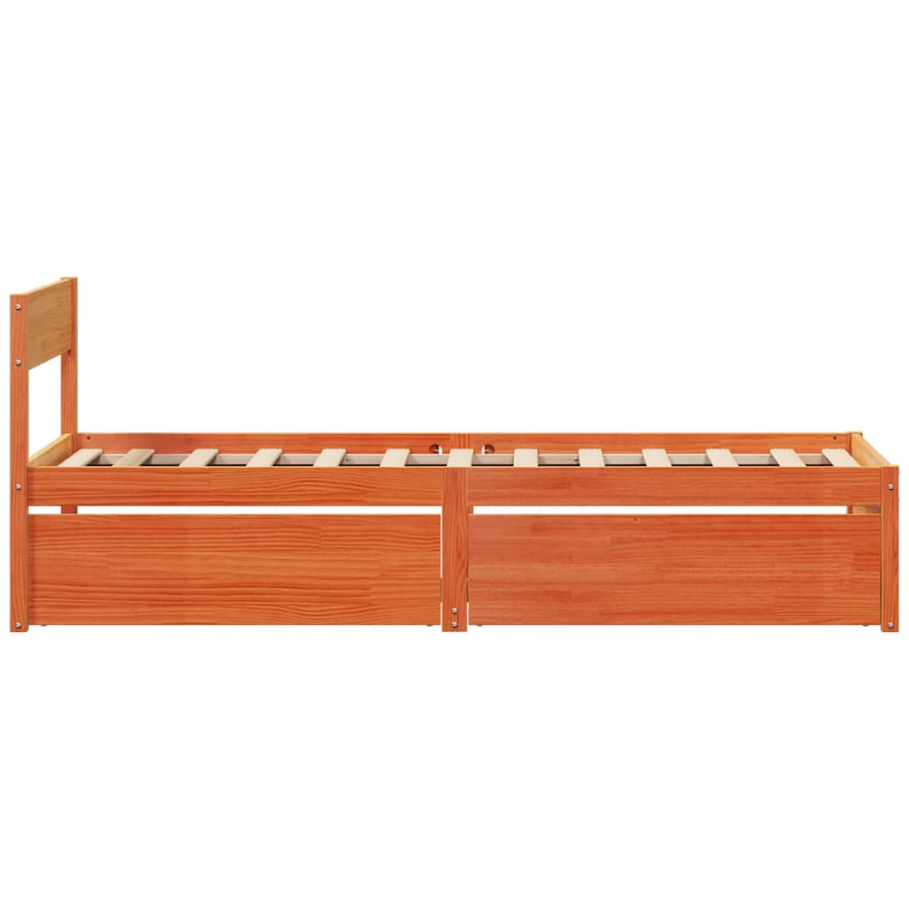 vidaXL Bed Frame without Mattress Wax Brown 100x200 cm Solid Wood Pine 6