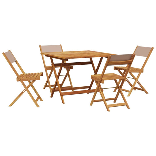 vidaXL 5 Piece Garden Dining Set Taupe Fabric and Solid Wood 2