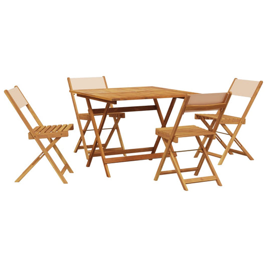 vidaXL 5 Piece Garden Dining Set Beige Fabric and Solid Wood 2