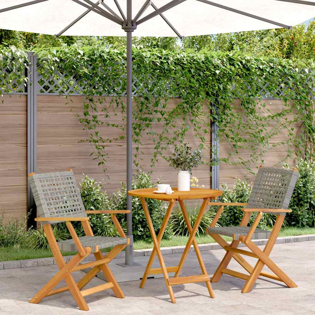 vidaXL 3 Piece Bistro Set Poly Rattan and Solid Wood