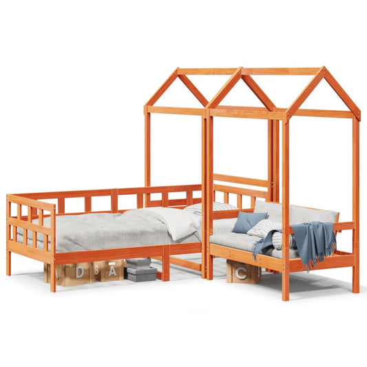 vidaXL Day Bed Set with Roof without Mattress Wax Brown 90x200 cm 2