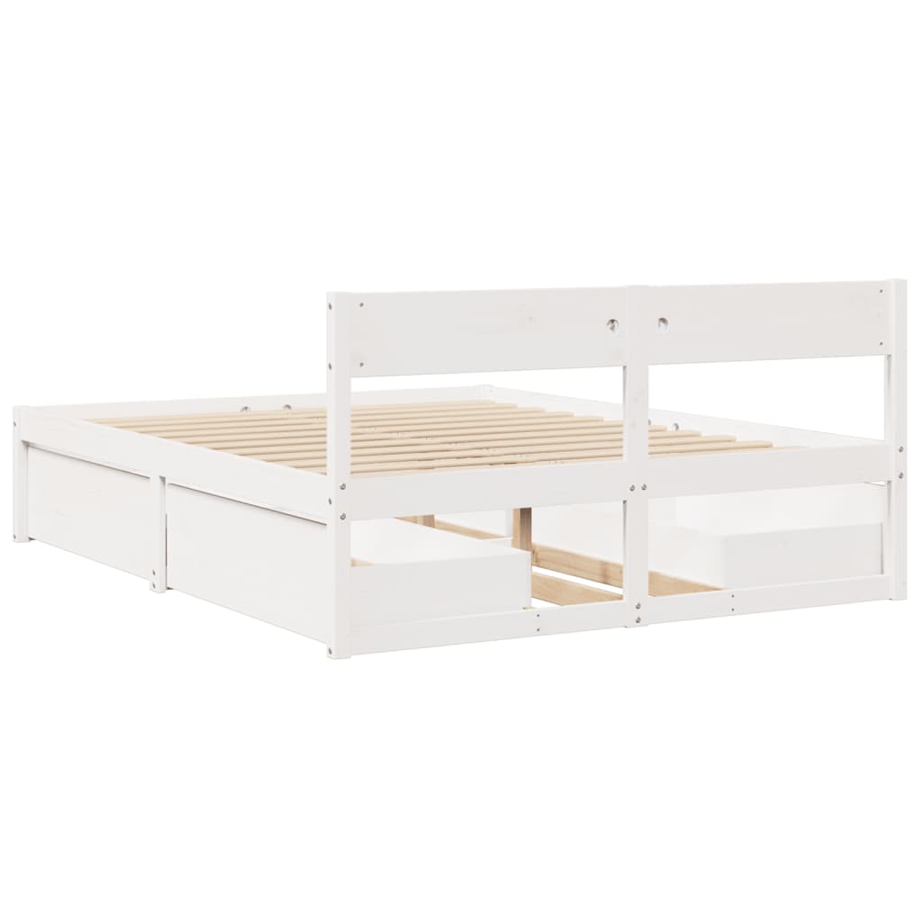 vidaXL Bed Frame without Mattress White 160x200 cm Solid Wood Pine 6