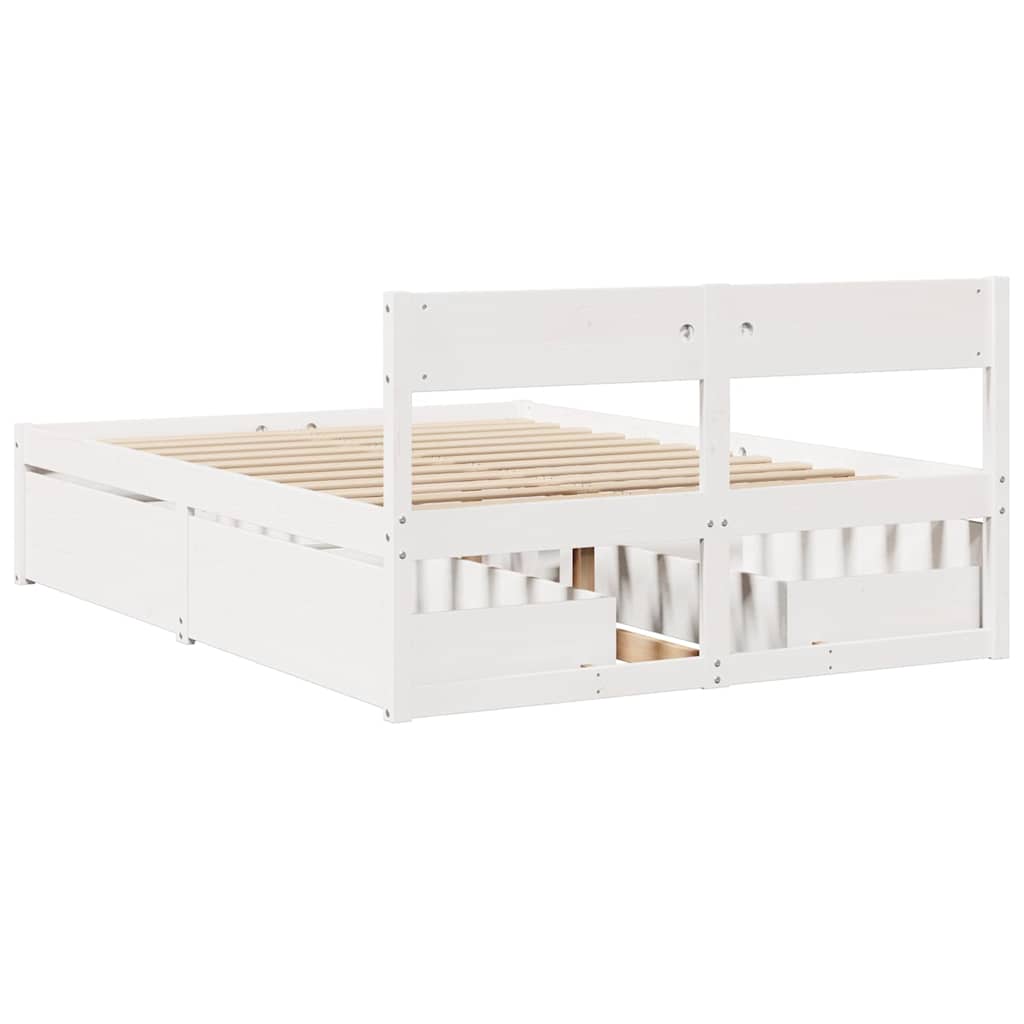 vidaXL Bed Frame without Mattress White 120x190 cm Solid Wood Pine 6