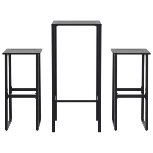 vidaXL 3 Piece Garden Bar Set Black Powder-coated Steel 2