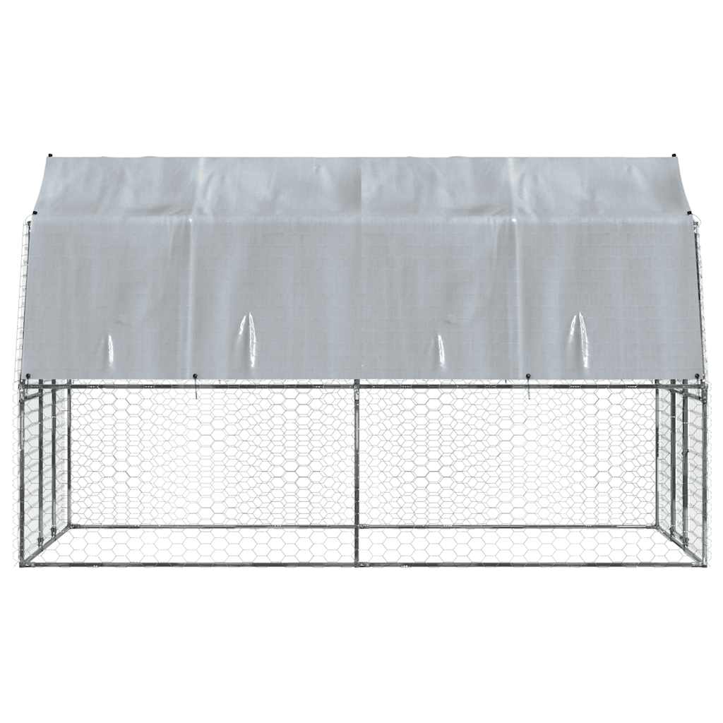 vidaXL Dog Cage with Roof and Door Silver Galvanised Steel 6