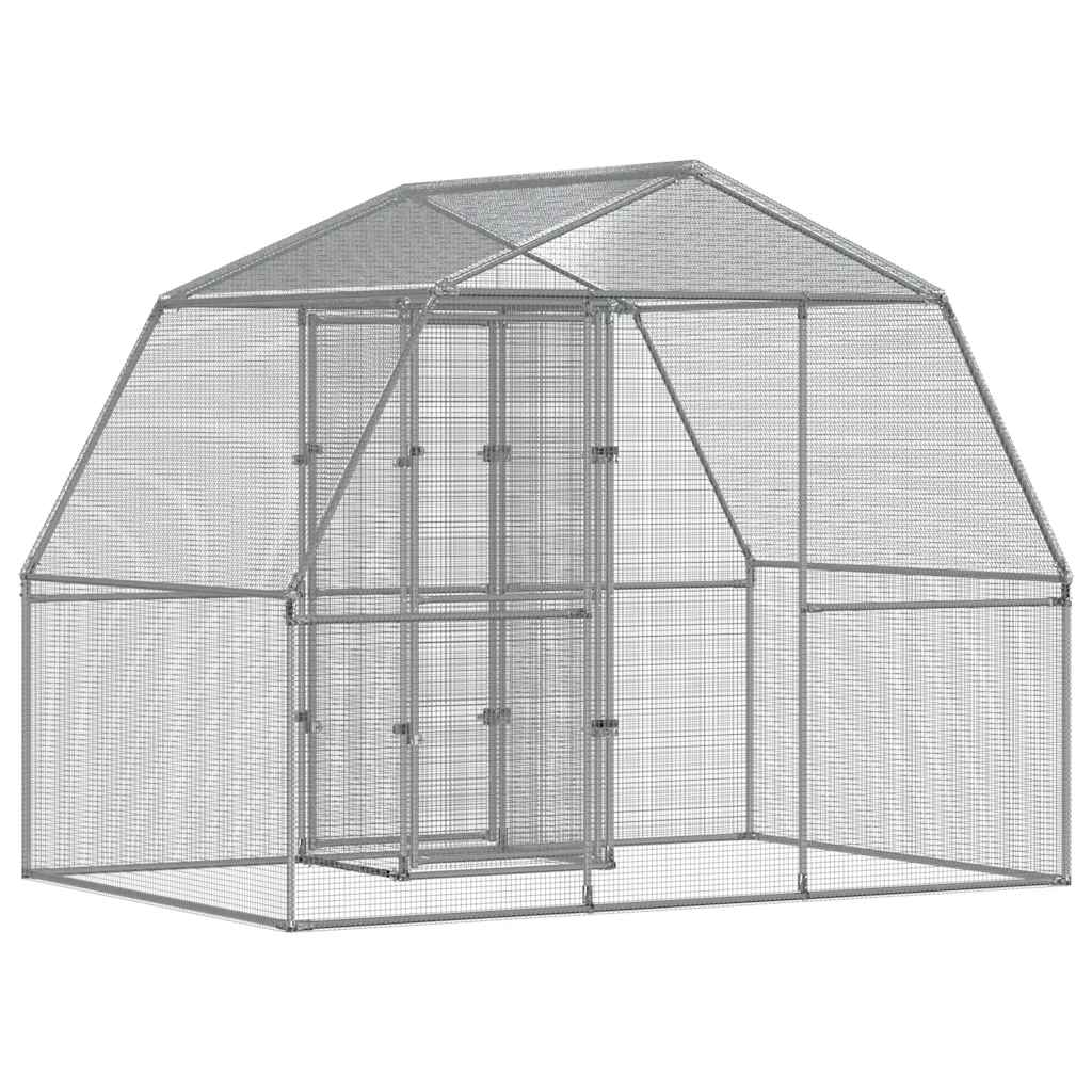 vidaXL Bird Cage with Door Silver Galvanised Steel 6