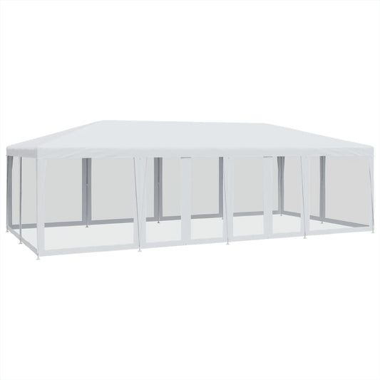 vidaXL Party Tent with 12 Mesh Sidewalls White 8x4 m HDPE 2