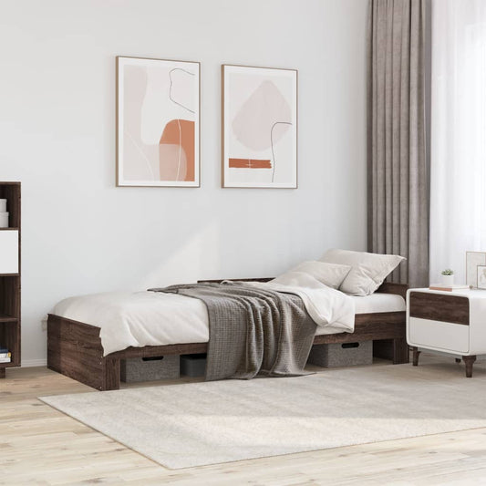 Bed Frame without Mattress Engineered Wood Length 190 cm Brown oak 75 cm