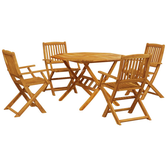 5 Piece Folding Garden Dining Set Solid Wood Acacia With armrest