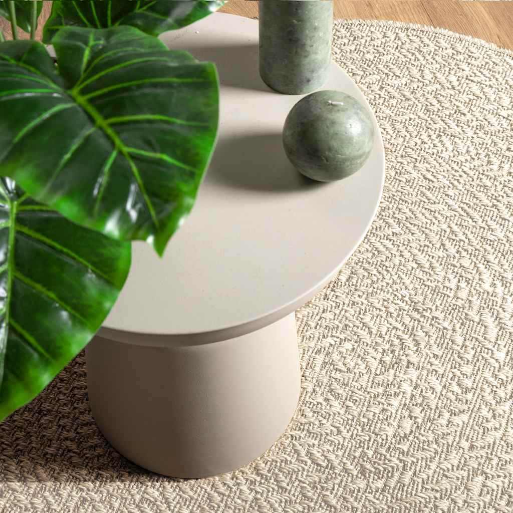 Rug ZIZUR Jute Look Indoor and Outdoor Round Cream Ø 120 cm