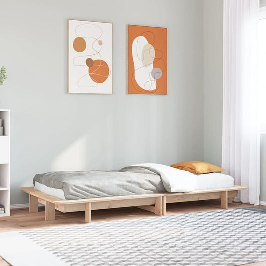 Bed Frame without Mattress Solid Wood Pine Length 200 cm Natural 100 cm