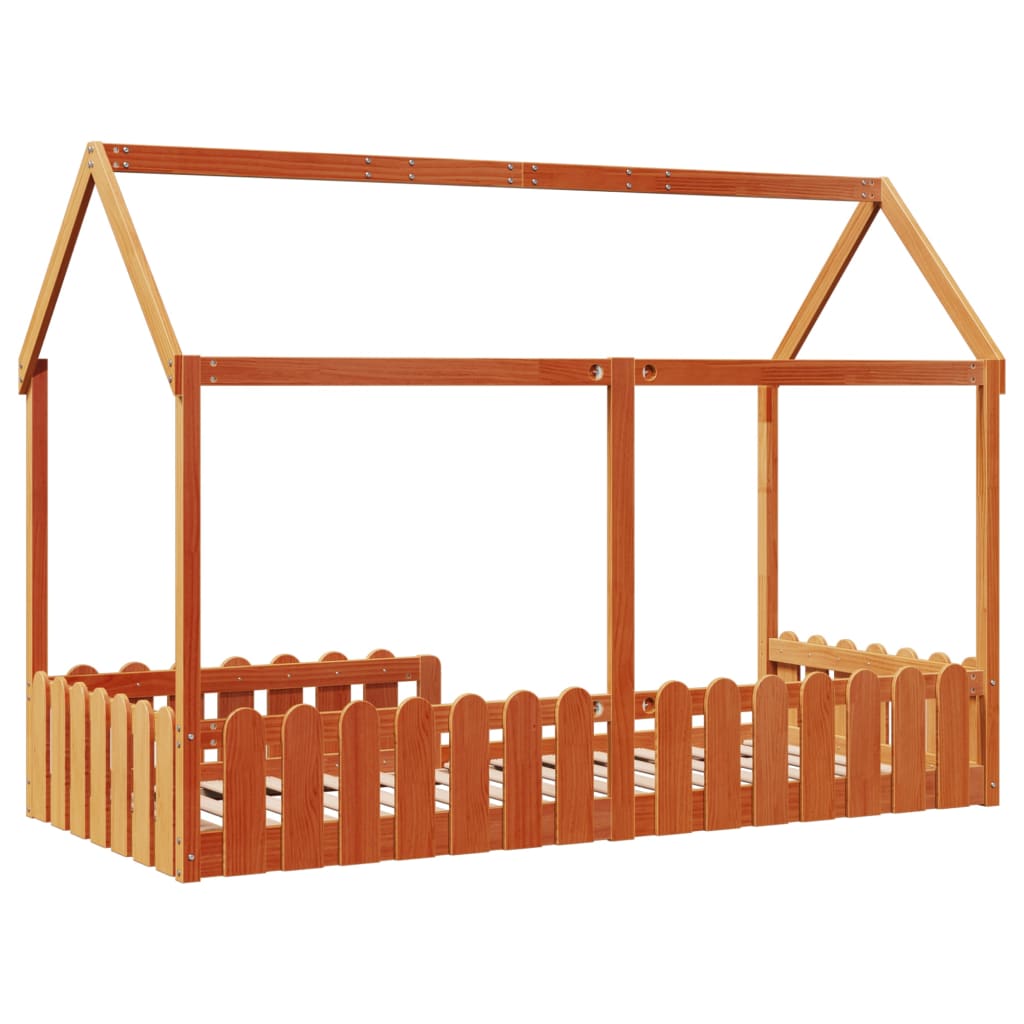 vidaXL Kids' House Bed Frame without Mattress Wax Brown 90x200 cm 6