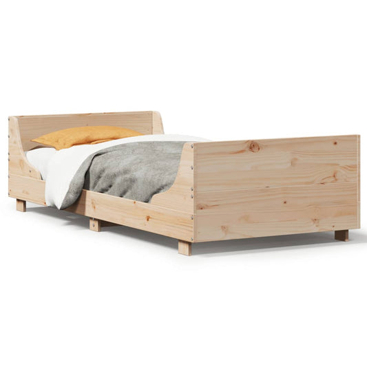 Bed Frame without Mattress Solid Wood Pine Length 190 cm Natural 75 cm