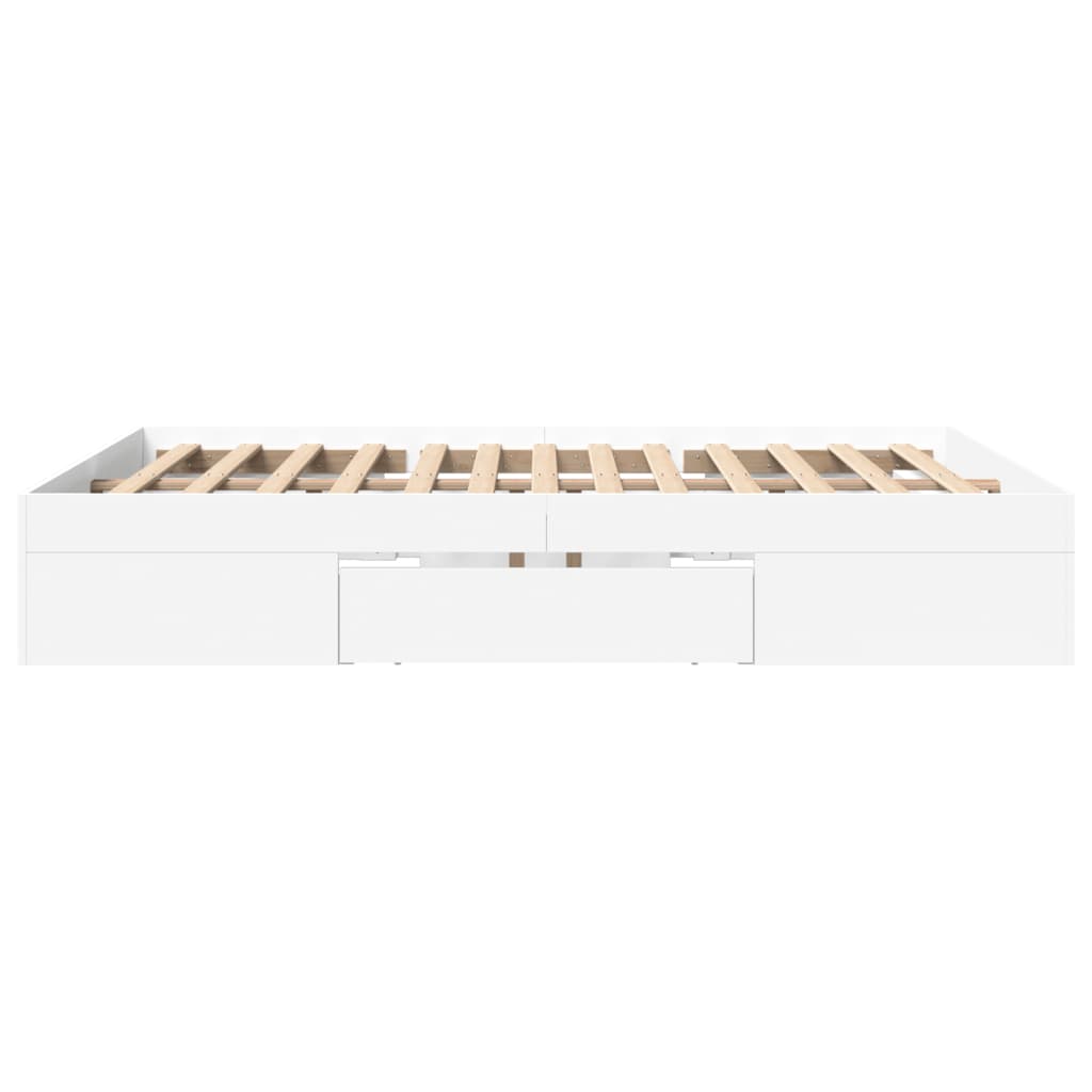 vidaXL Bed Frame without Mattress White 160x200 cm Engineered Wood 6