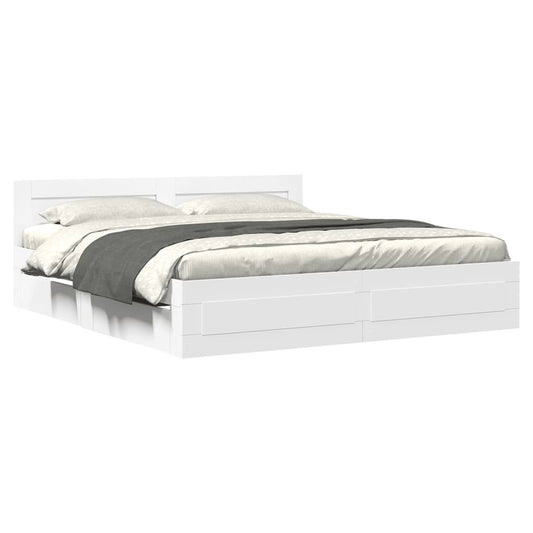 vidaXL Bed Frame with Headboard without Mattress White 200x200 cm 2