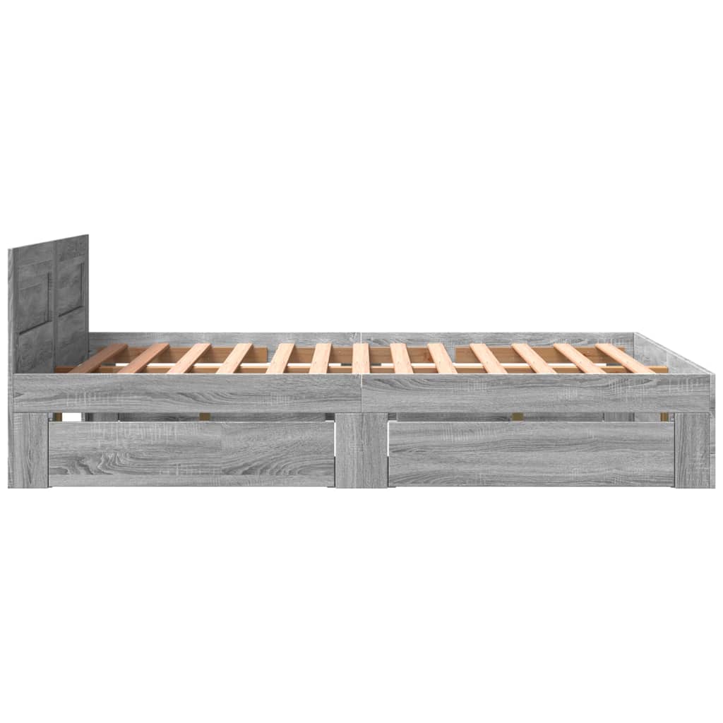 vidaXL Bed Frame with Headboard without Mattress Grey Sonoma 160x200cm 6