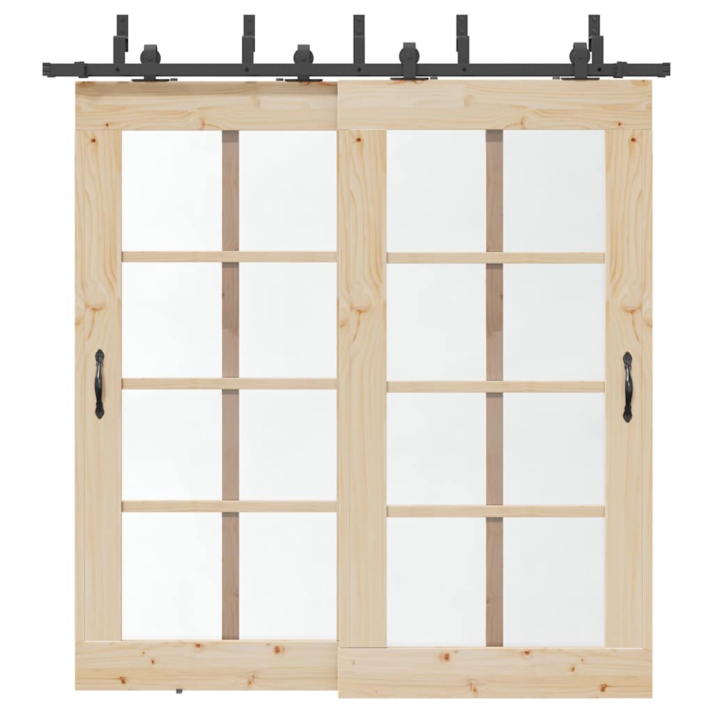 vidaXL Sliding Door Hardware Kit Steel Black