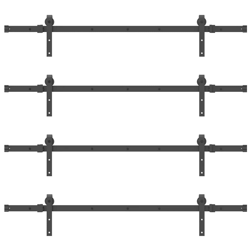 vidaXL Sliding Door Hardware Kit 305 cm Steel Black 6