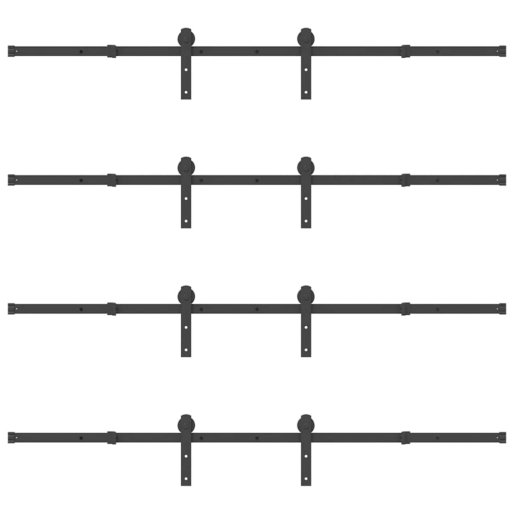 vidaXL Sliding Door Hardware Kit 366 cm Steel Black 6