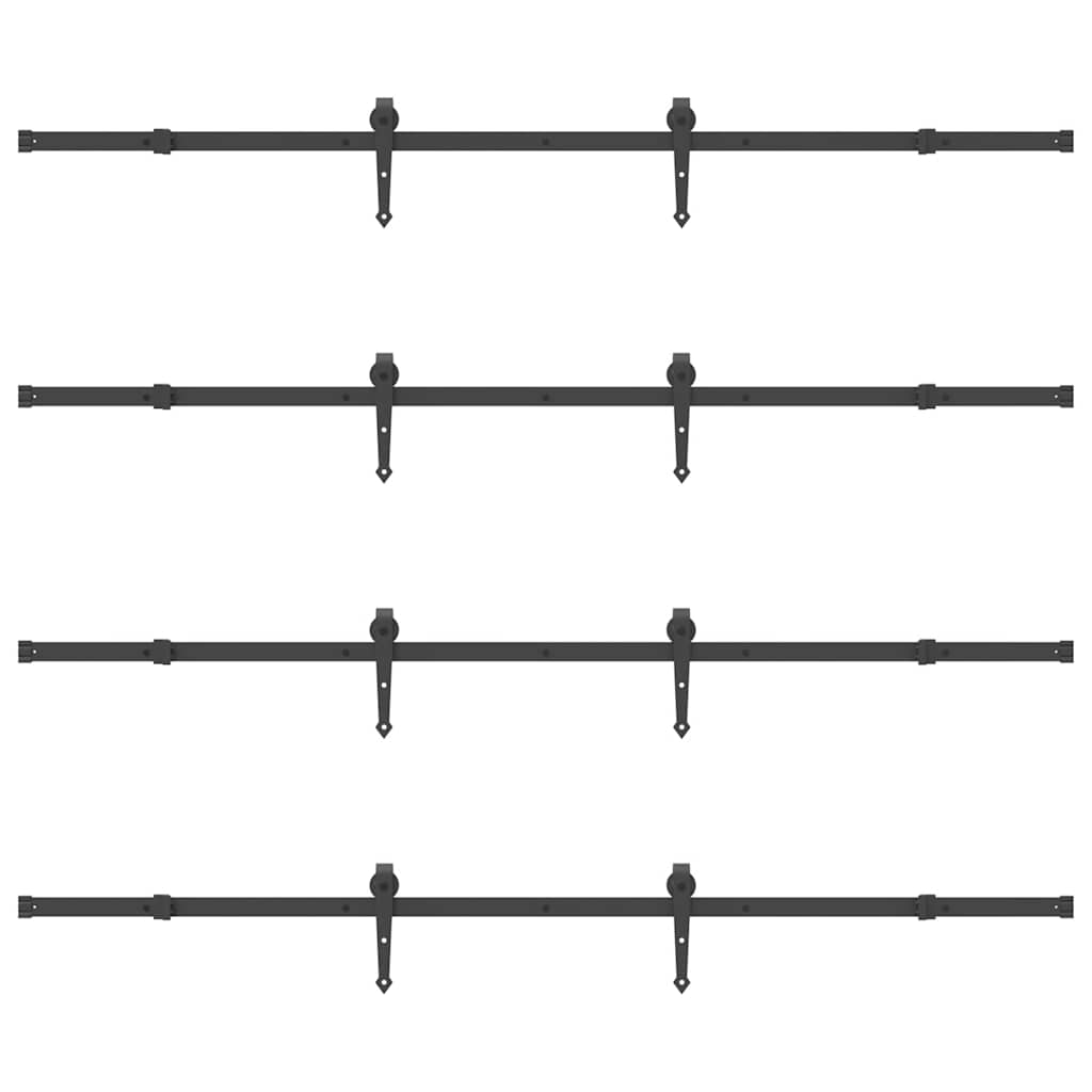 vidaXL Sliding Door Hardware Kit 427 cm Steel Black 6