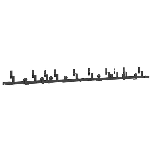 vidaXL Sliding Door Hardware Kit 305 cm Steel Black 2