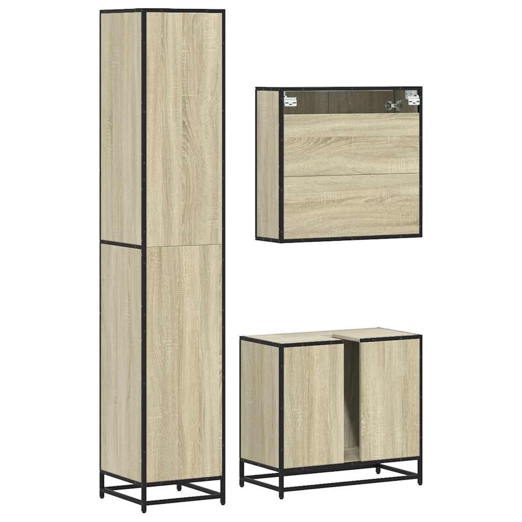 vidaXL 3 Piece Bathroom Furniture Set Sonoma Oak Engineered Wood 6