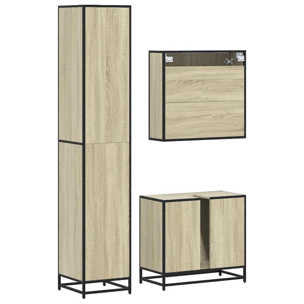 vidaXL 3 Piece Bathroom Furniture Set Sonoma Oak Engineered Wood 6