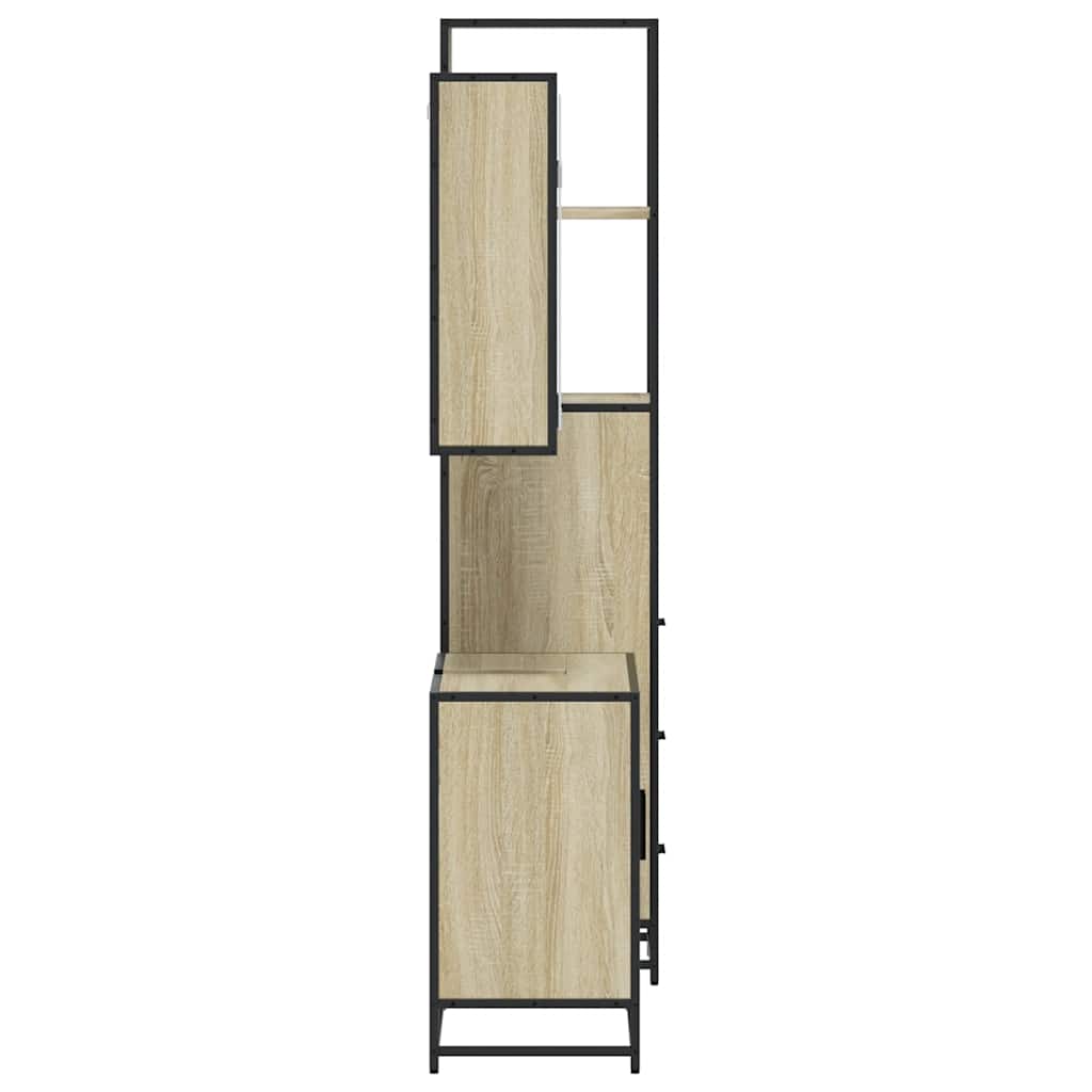 vidaXL 3 Piece Bathroom Furniture Set Sonoma Oak Engineered Wood 6