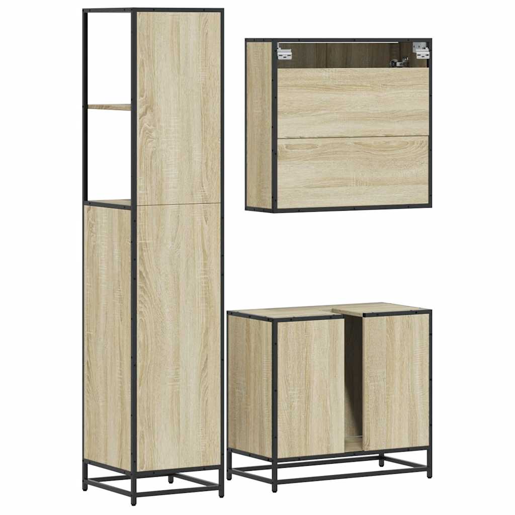 vidaXL 3 Piece Bathroom Furniture Set Sonoma Oak Engineered Wood 6
