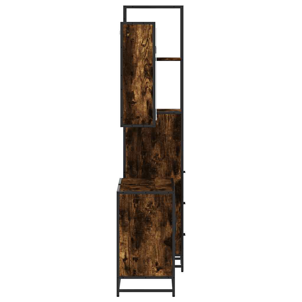 vidaXL 3 Piece Bathroom Furniture Set Smoked Oak Engineered Wood 6