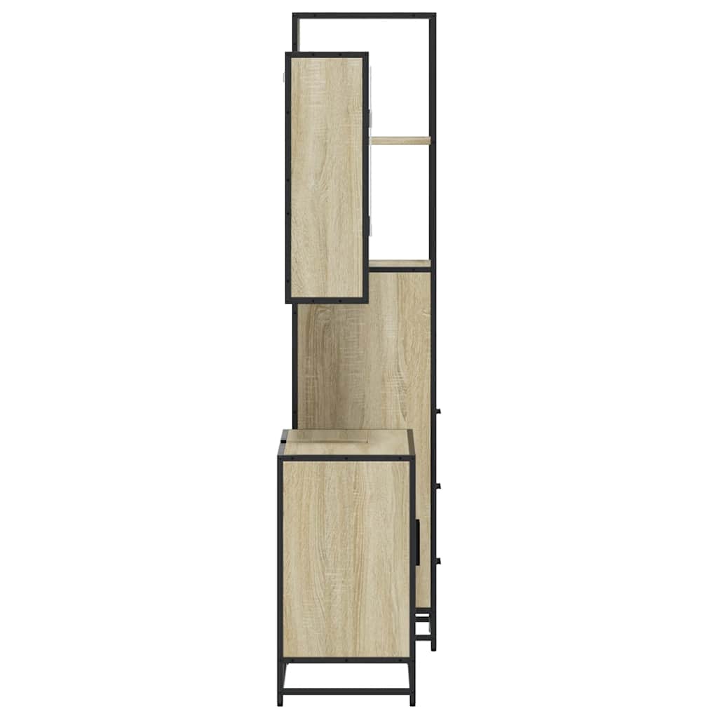vidaXL 3 Piece Bathroom Furniture Set Sonoma Oak Engineered Wood 6