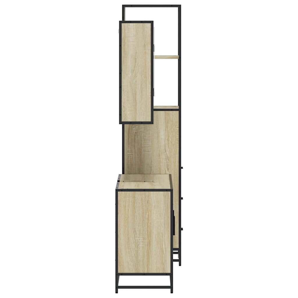 vidaXL 3 Piece Bathroom Furniture Set Sonoma Oak Engineered Wood 6