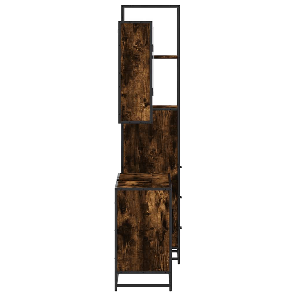 vidaXL 3 Piece Bathroom Furniture Set Smoked Oak Engineered Wood 6