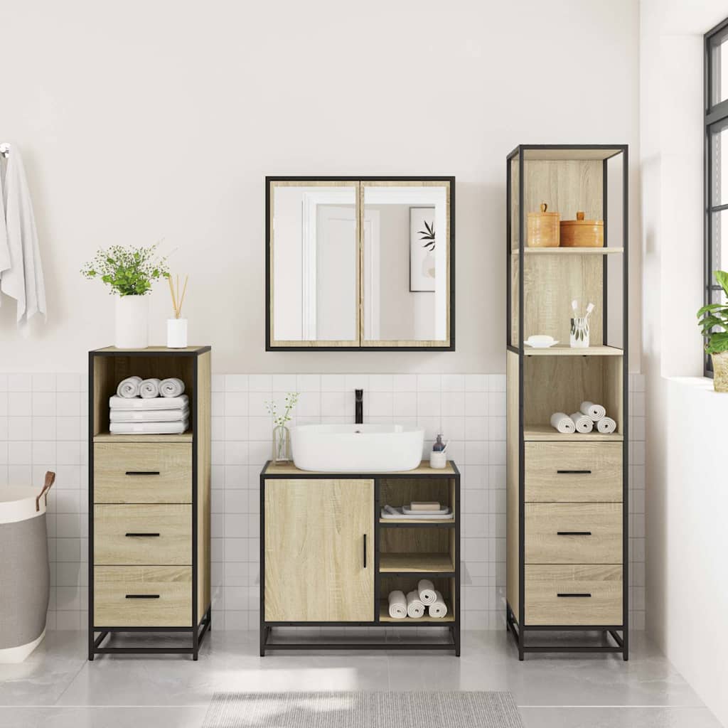 Bathroom Furniture Set 4 pcs Engineered Wood Sonoma oak