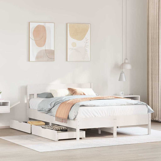 Bed Frame without Mattress Solid Wood Pine Length 200 cm White 120 cm
