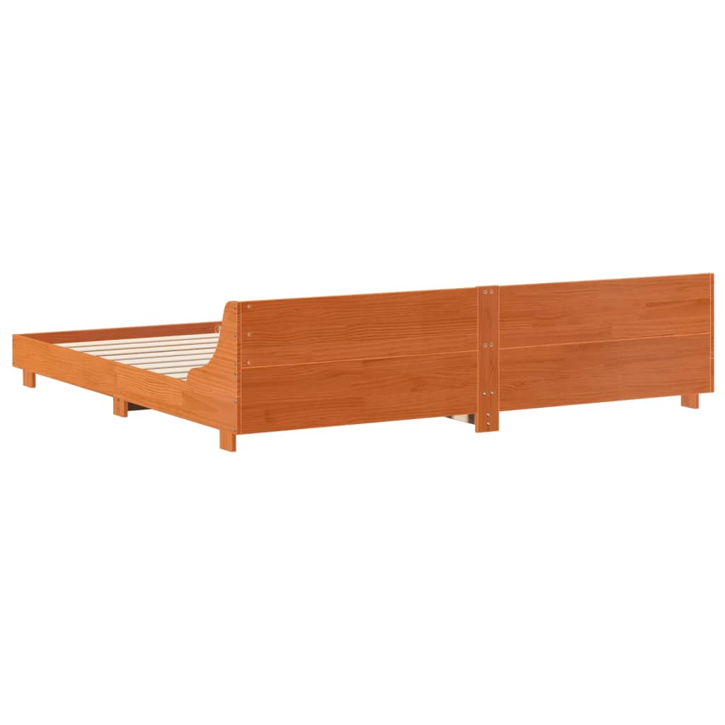 vidaXL Bed Frame without Mattress Wax Brown 200x200 cm Solid Wood Pine 6