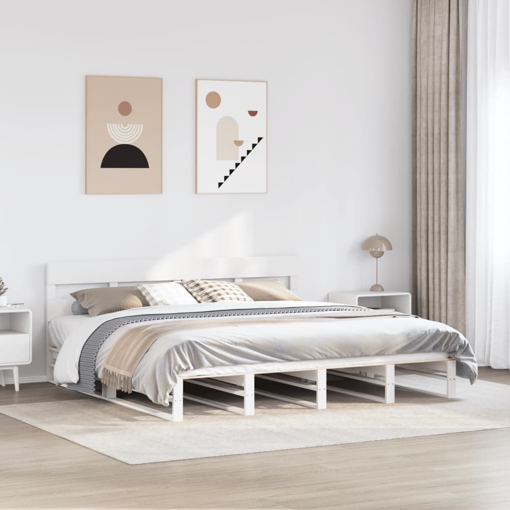vidaXL Bed Frame without Mattress Solid Wood Pine Length 200 cm White