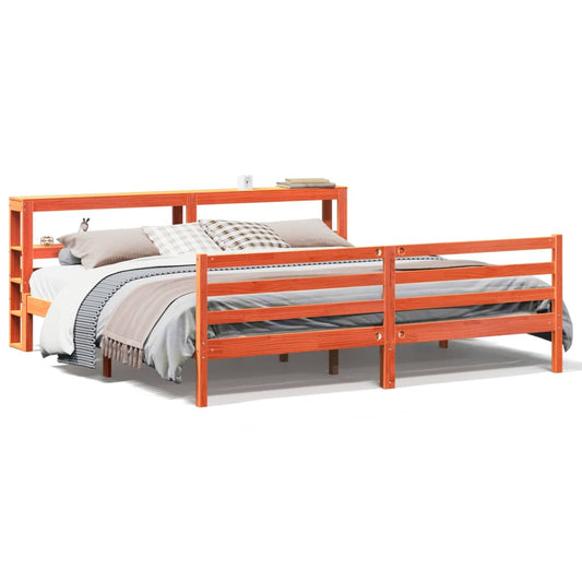 vidaXL Bed Frame without Mattress Wax Brown 200x200 cm Solid Wood Pine 2