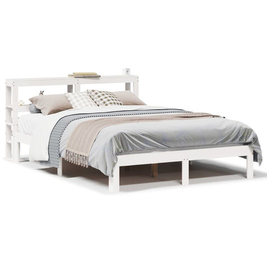 vidaXL Bed Frame with Headboard without Mattress White 150x200 cm 2