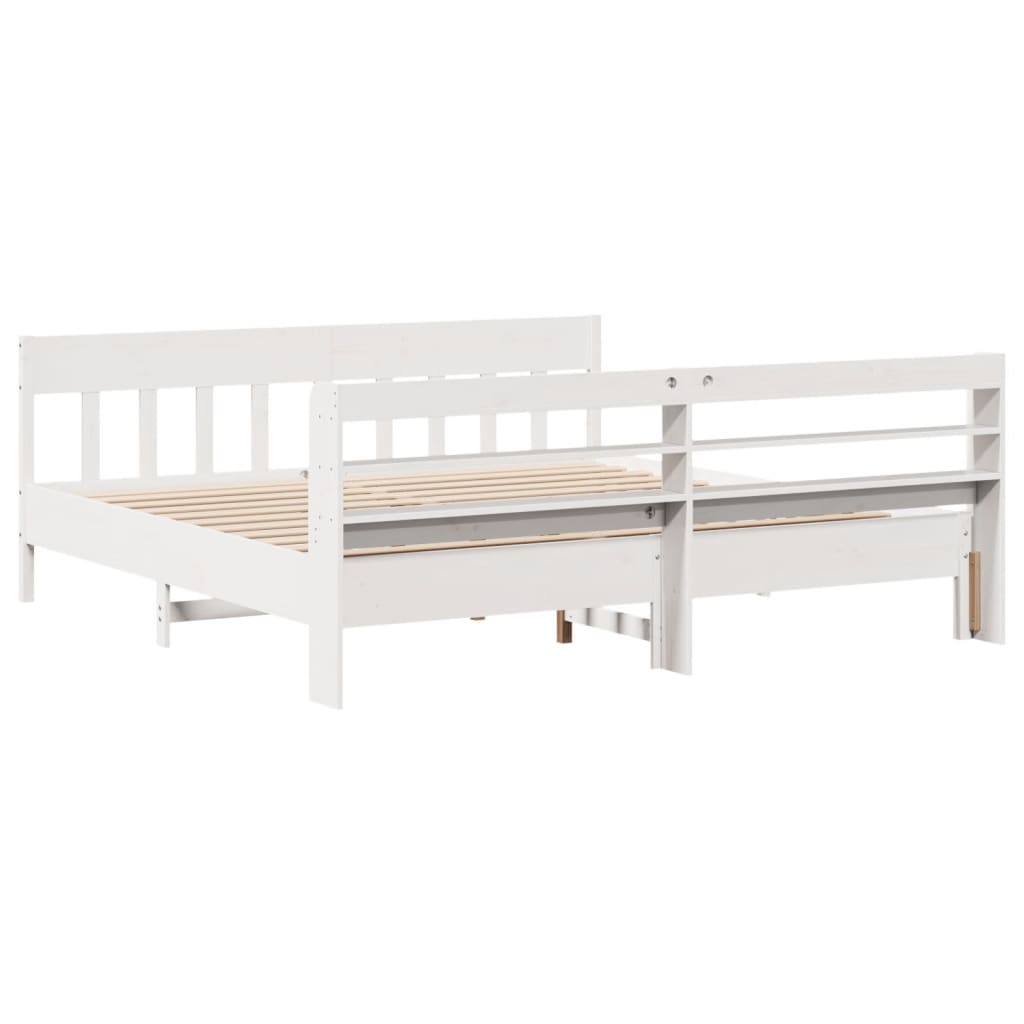 vidaXL Bed Frame without Mattress White 180x200 cm Super King Solid Wood Pine 6