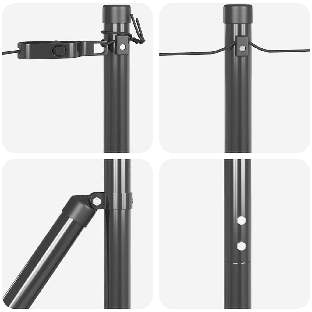 vidaXL Embedded Fence Post 52 pcs Grey Powder-Coated Steel 6