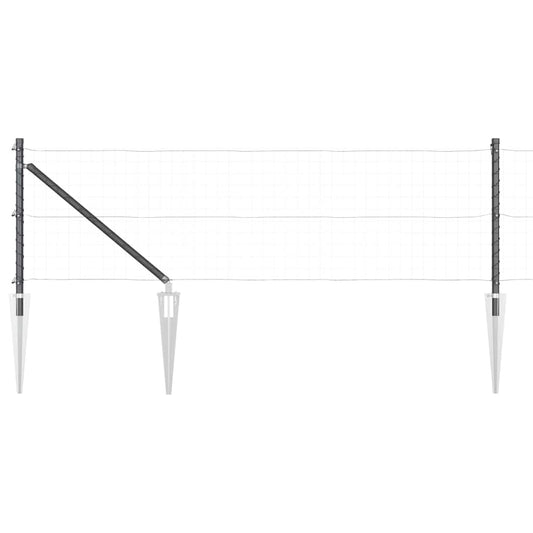 Ground Spike Fence Post 52 pcs 60 cm Powder-Coated Steel Grey 52x spike post 45 cm