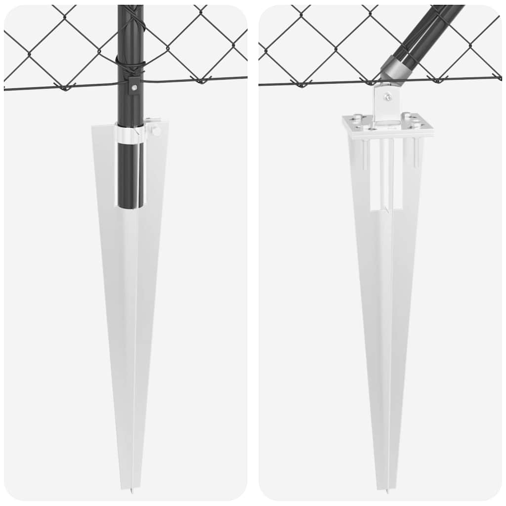 vidaXL Chainlink Fence with Spikes 25 x 1.6 m PVC-Coated Steel Grey 6