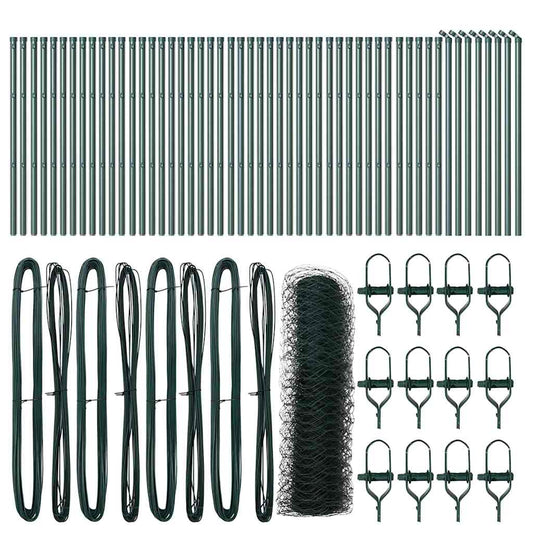 vidaXL Hexagonal Fence Ground Fix 100 x 0.8 m PVC-Coated Steel Green 2