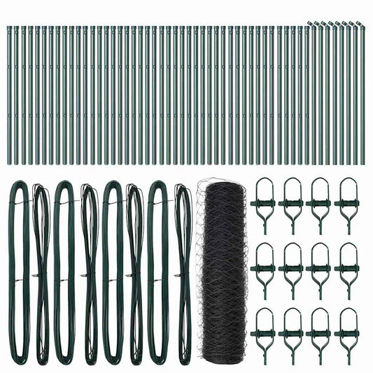 vidaXL Hexagonal Fence Ground Fix 100 x 0.8 m PVC-Coated Steel Grey 2