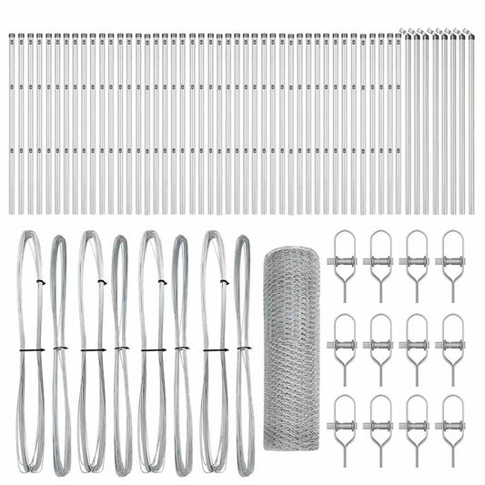 vidaXL Hexagonal Fence Ground Fix 100 x 0.8 m Galvanised Steel Silver 2