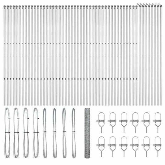 vidaXL Hexagonal Fence Ground Fix 100 x 1.2 m Galvanised Steel Silver 2