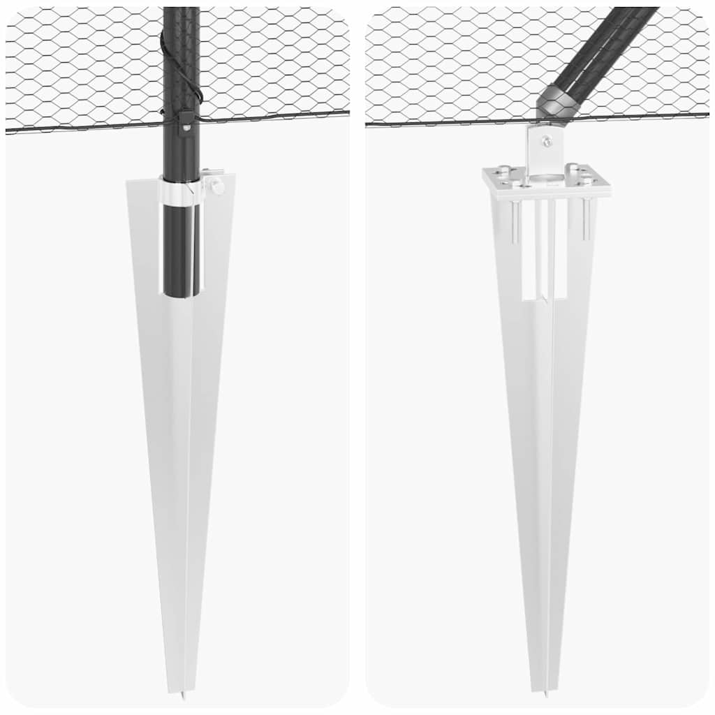 vidaXL Hexagonal Fence with Post 50 x 1.2 m PVC-Coated Steel Grey Mesh 6