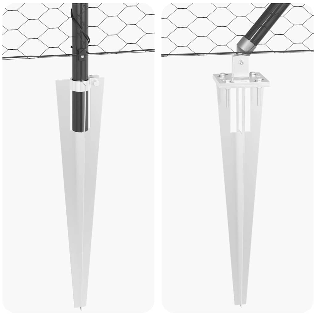 vidaXL Hexagonal Fence with Post 50 x 1.2 m PVC-Coated Steel Grey Mesh 6