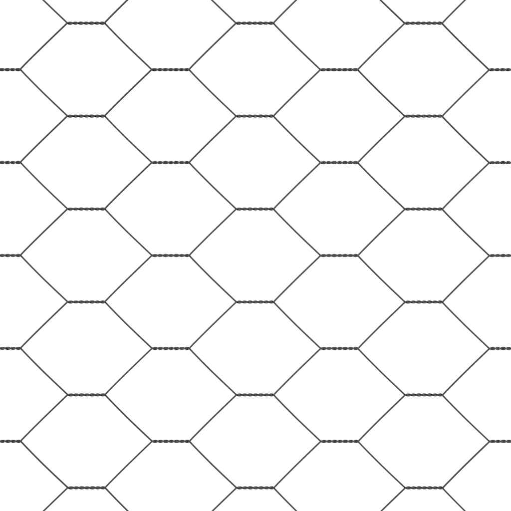 vidaXL Hexagonal Fence with Post 50 x 1.6 m PVC-Coated Steel Grey Mesh 6